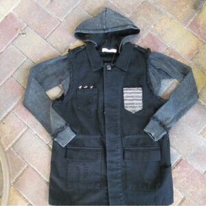 Black Military Style Jacket with Star Accents